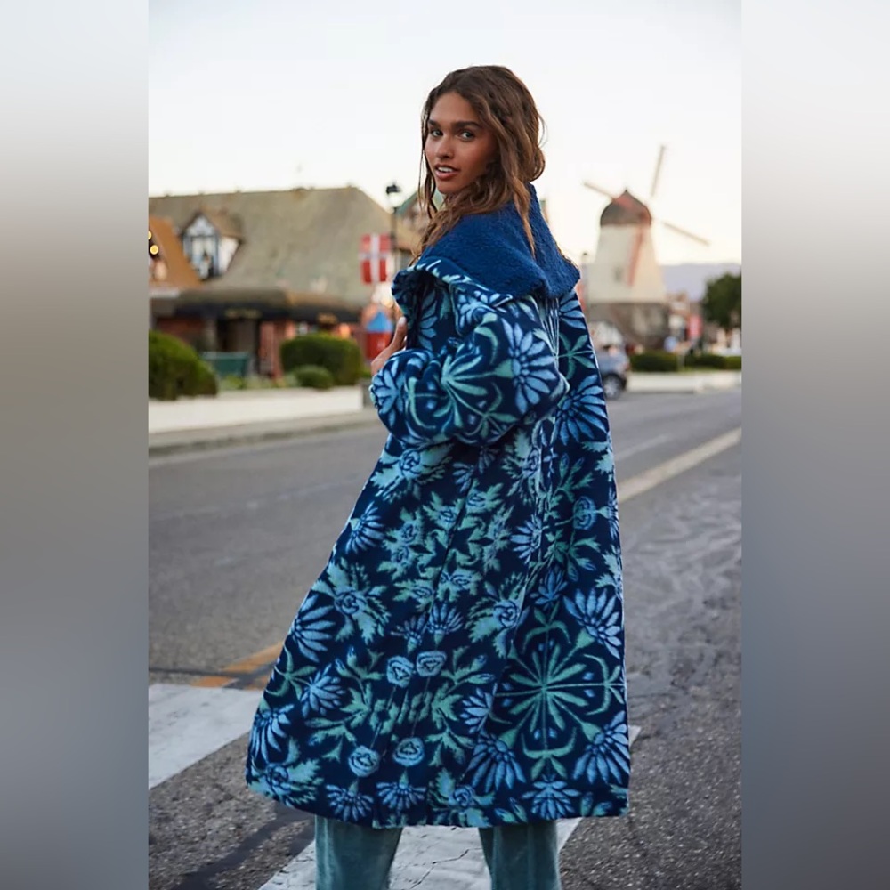 New Free People This Love Cardi Blue Sky Oversized Coat Parka Jacket sz XL - Picture 2 of 11